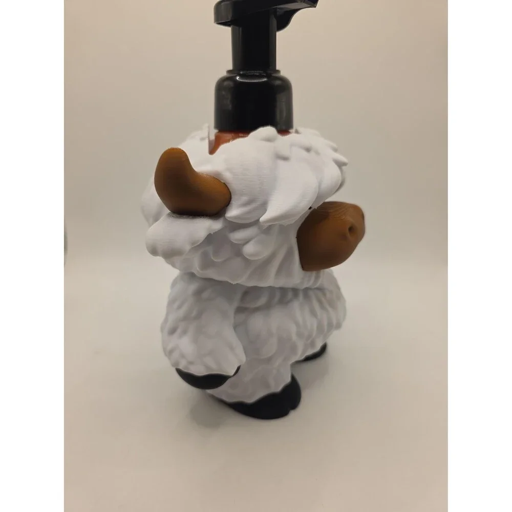 3D Printed Highland Cow Soap Dispenser - Farmhouse Bathroom Decor - Cute Cow Gif